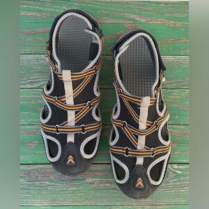 Academy Mens Water Sandals Size 12 Shoes Black Orange Adjustable Straps Outdoor